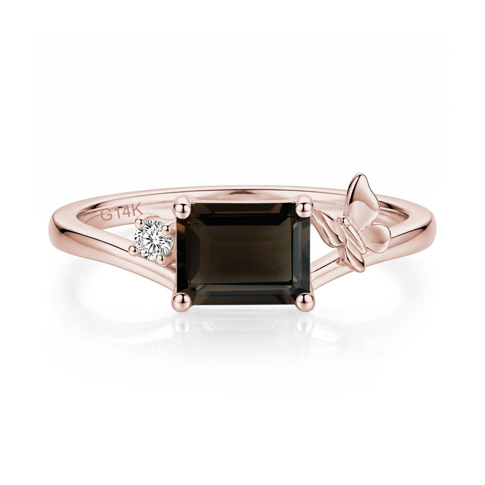 East West Emerald Cut Amethyst Butterfly Ring - LUO Jewelry #gemstone_Smoky Quartz