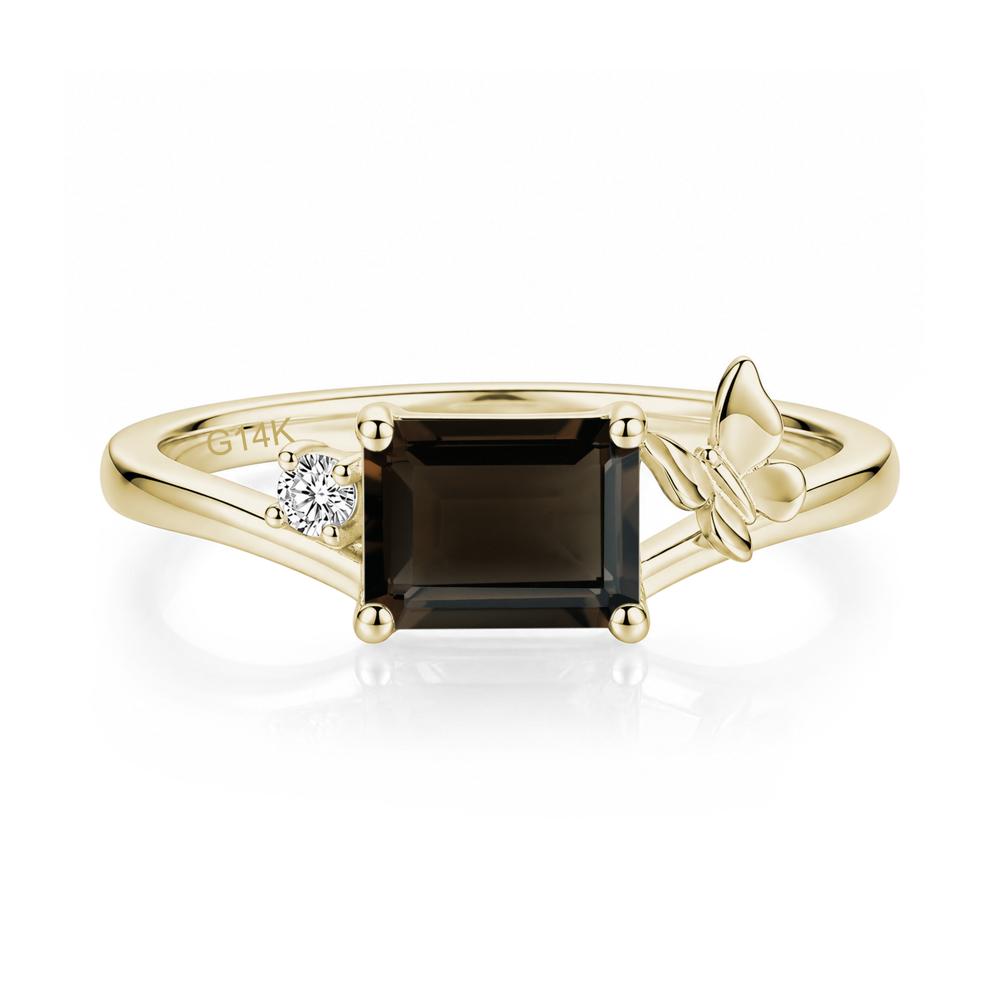 East West Emerald Cut Amethyst Butterfly Ring - LUO Jewelry #gemstone_Smoky Quartz