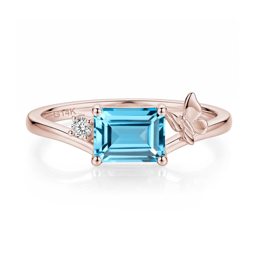 East West Emerald Cut Amethyst Butterfly Ring - LUO Jewelry #gemstone_Swiss Blue Topaz