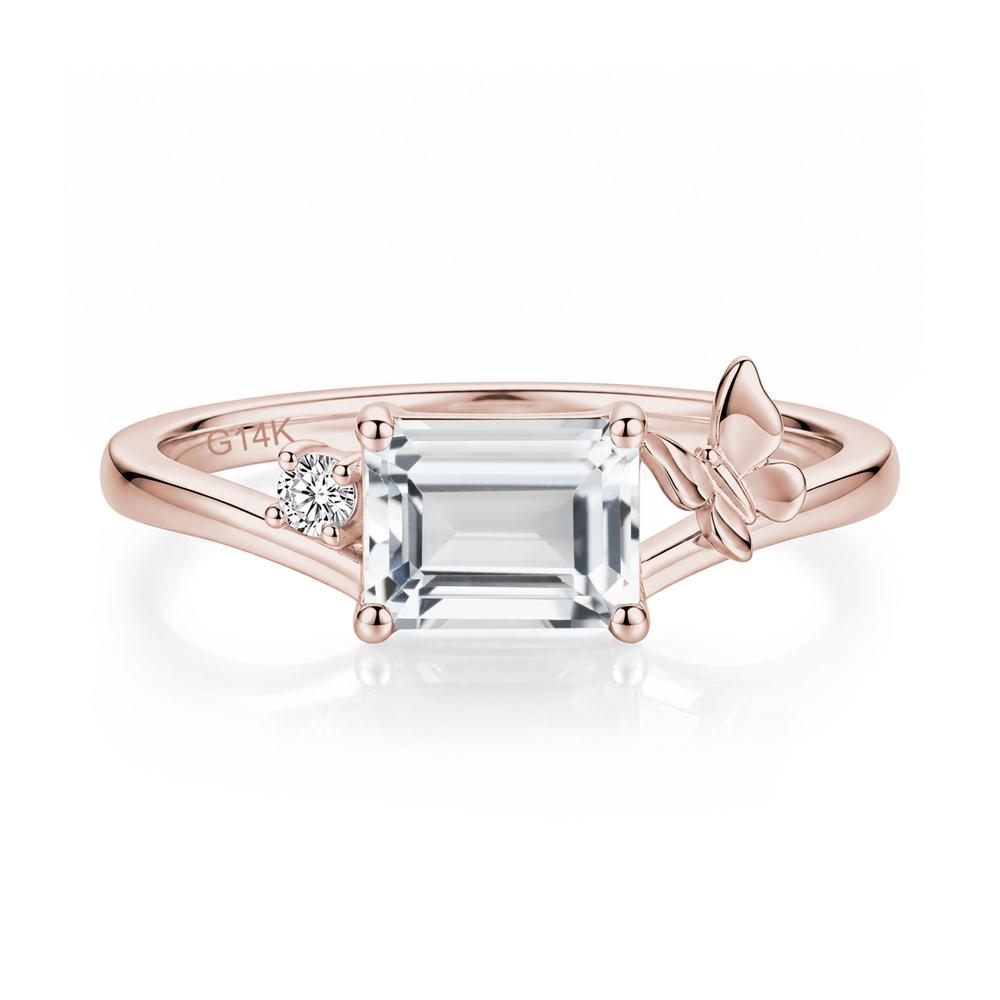 East West Emerald Cut Amethyst Butterfly Ring - LUO Jewelry #gemstone_White Topaz