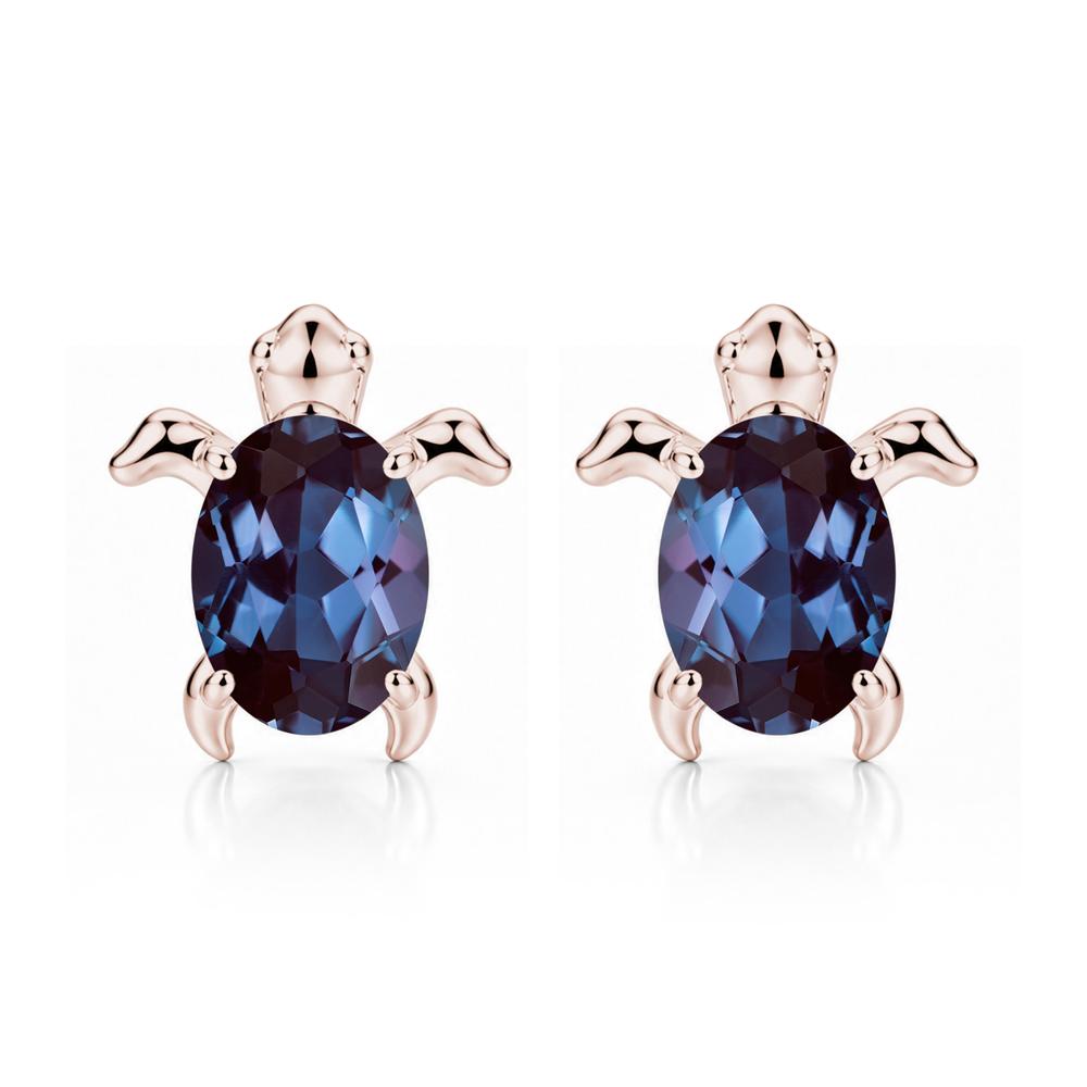 Oval Shaped Sapphire Turtle Stud Earrings - LUO Jewelry #gemstone_Alexandrite