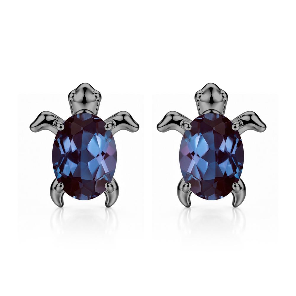 Oval Shaped Sapphire Turtle Stud Earrings - LUO Jewelry #gemstone_Alexandrite
