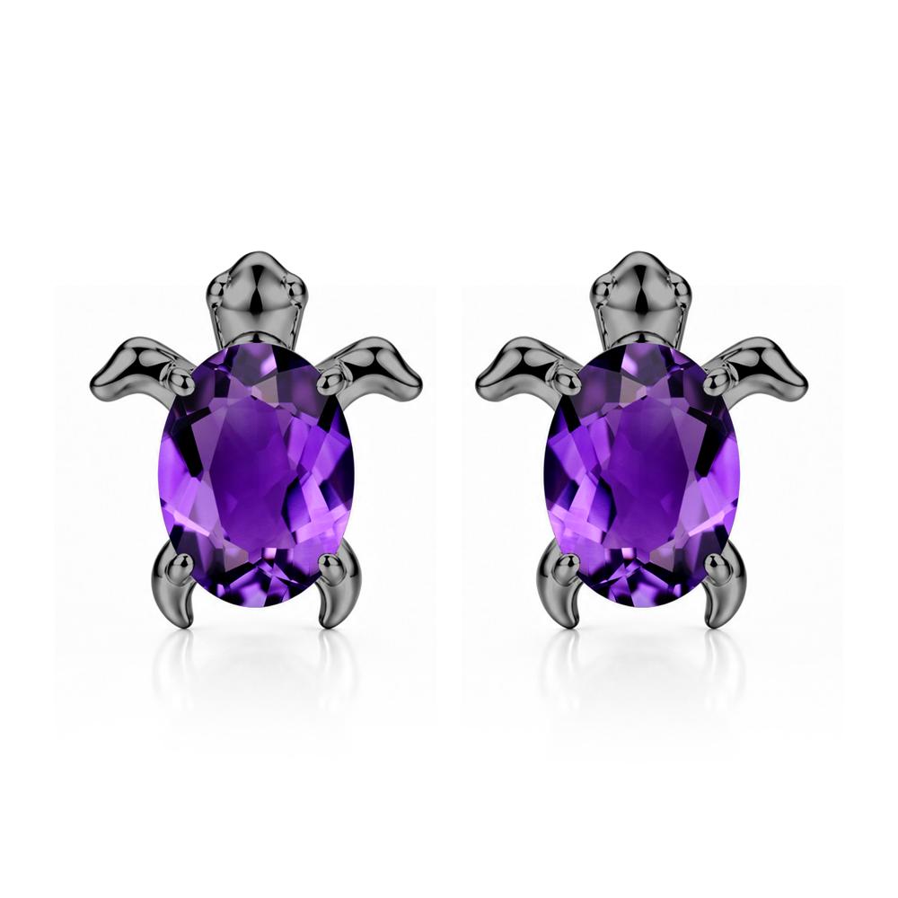 Oval Shaped Sapphire Turtle Stud Earrings - LUO Jewelry #gemstone_Amethyst