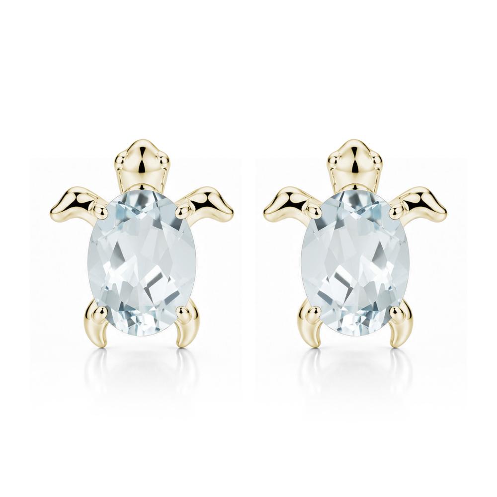 Oval Shaped Sapphire Turtle Stud Earrings - LUO Jewelry #gemstone_Aquamarine