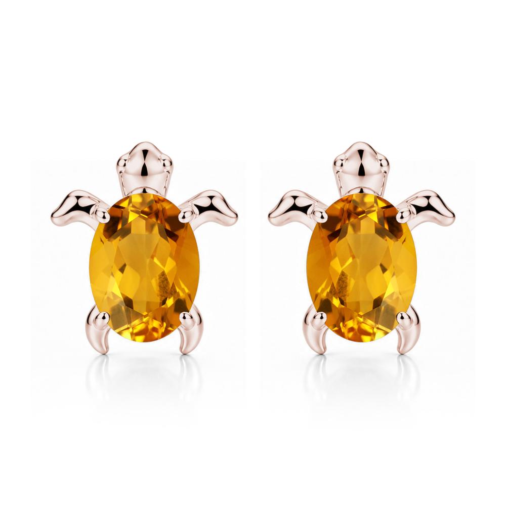 Oval Shaped Sapphire Turtle Stud Earrings - LUO Jewelry #gemstone_Citrine