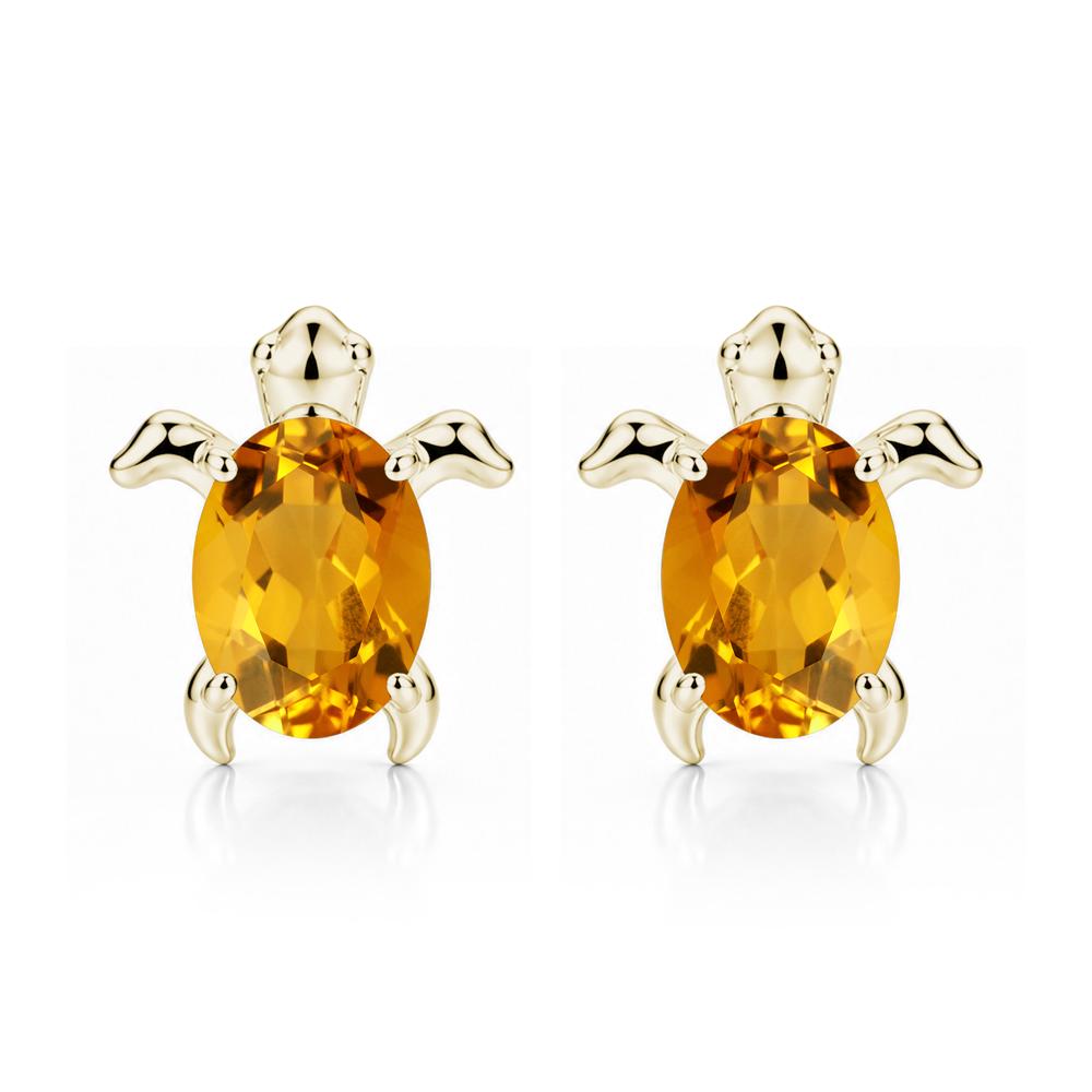 Oval Shaped Sapphire Turtle Stud Earrings - LUO Jewelry #gemstone_Citrine