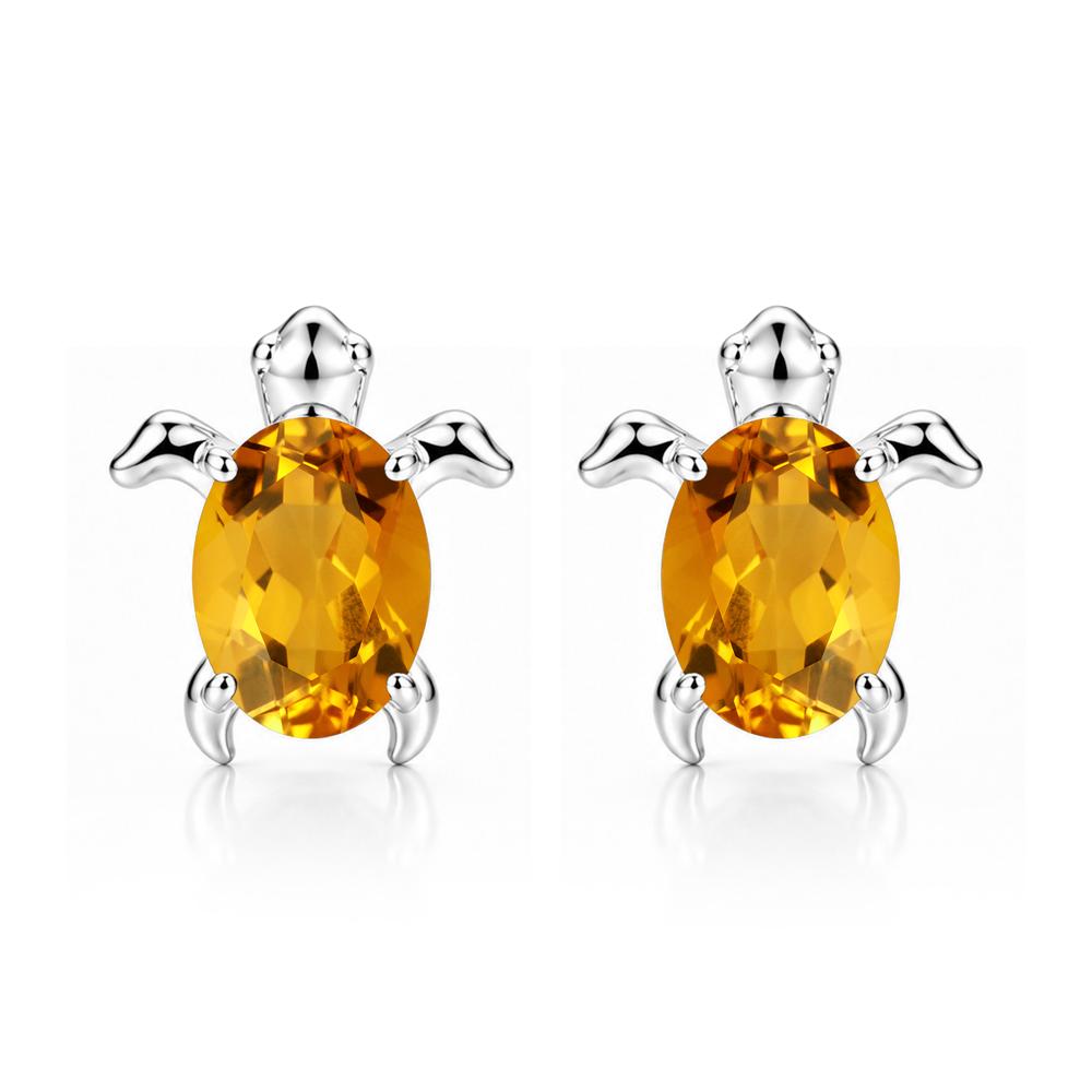 Oval Shaped Sapphire Turtle Stud Earrings - LUO Jewelry #gemstone_Citrine