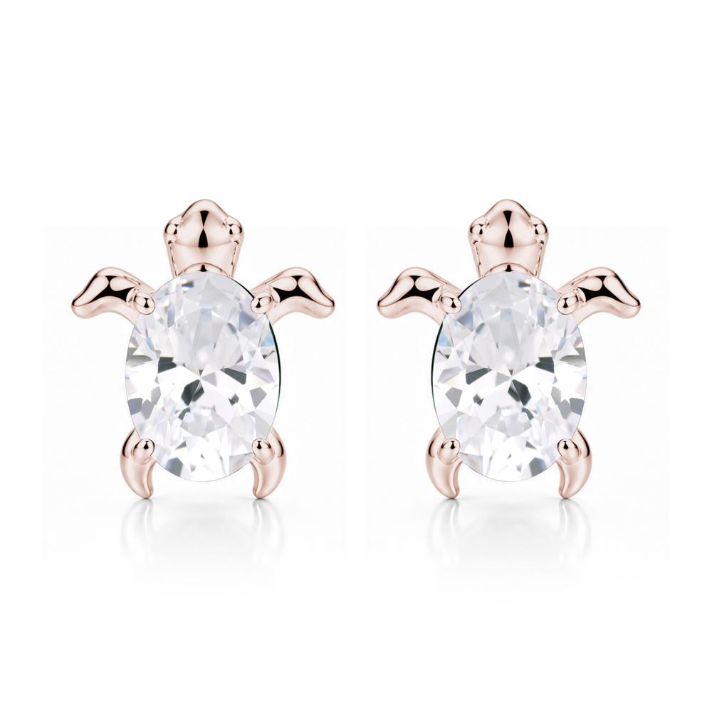 Oval Shaped Sapphire Turtle Stud Earrings - LUO Jewelry #gemstone_Cubic Zirconia