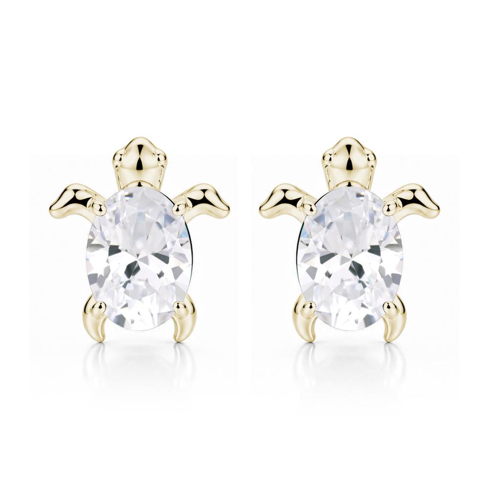 Oval Shaped Sapphire Turtle Stud Earrings - LUO Jewelry #gemstone_Cubic Zirconia