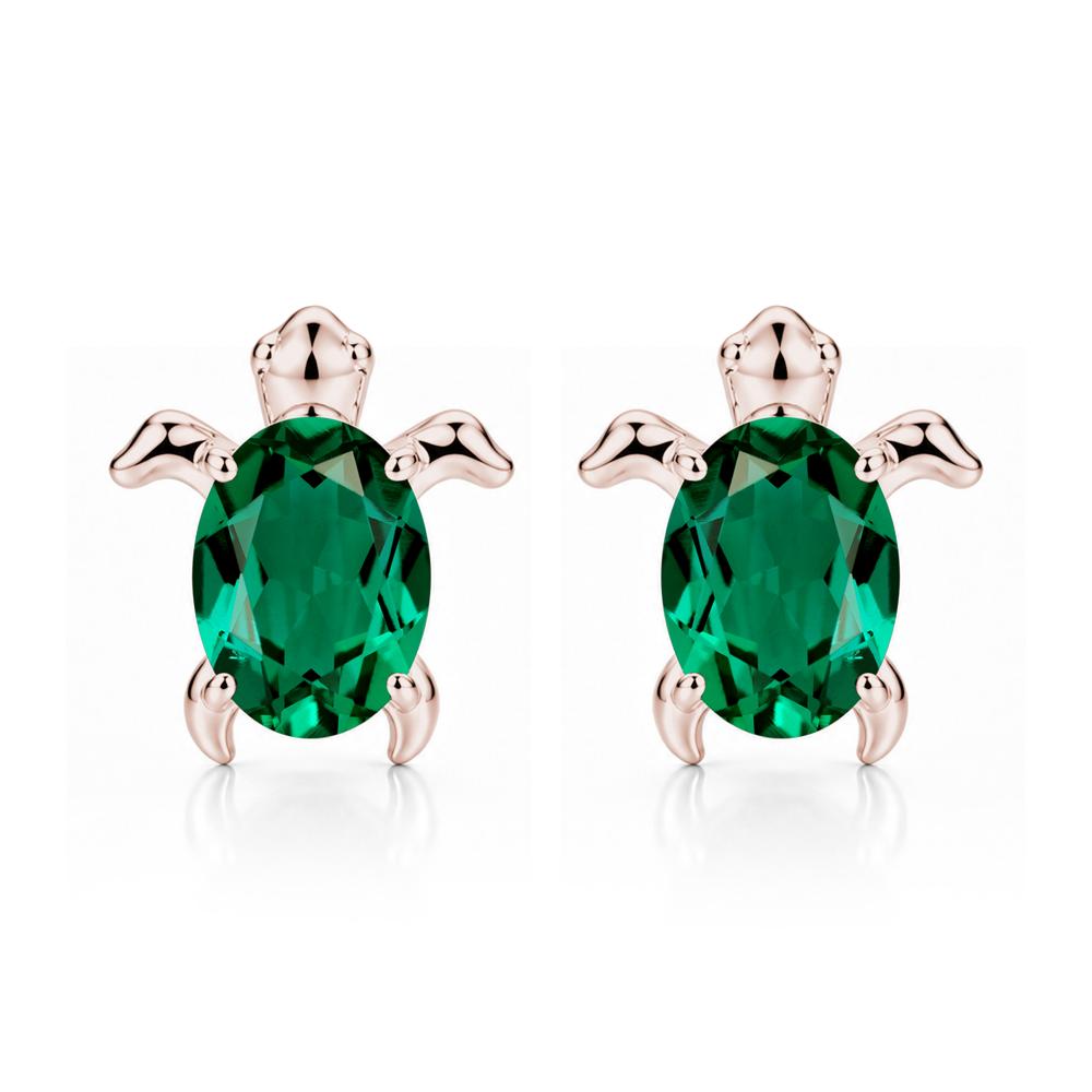 Oval Shaped Sapphire Turtle Stud Earrings - LUO Jewelry #gemstone_Emerald