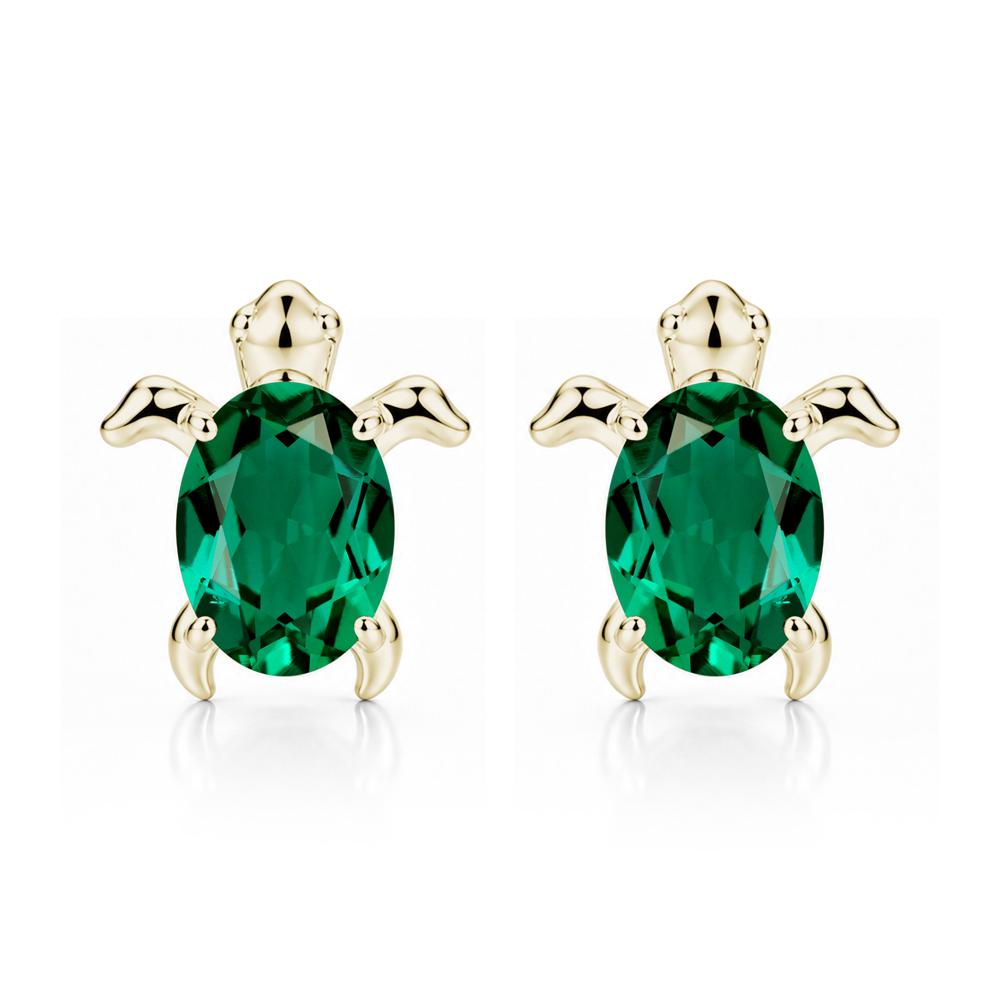 Oval Shaped Sapphire Turtle Stud Earrings - LUO Jewelry #gemstone_Emerald
