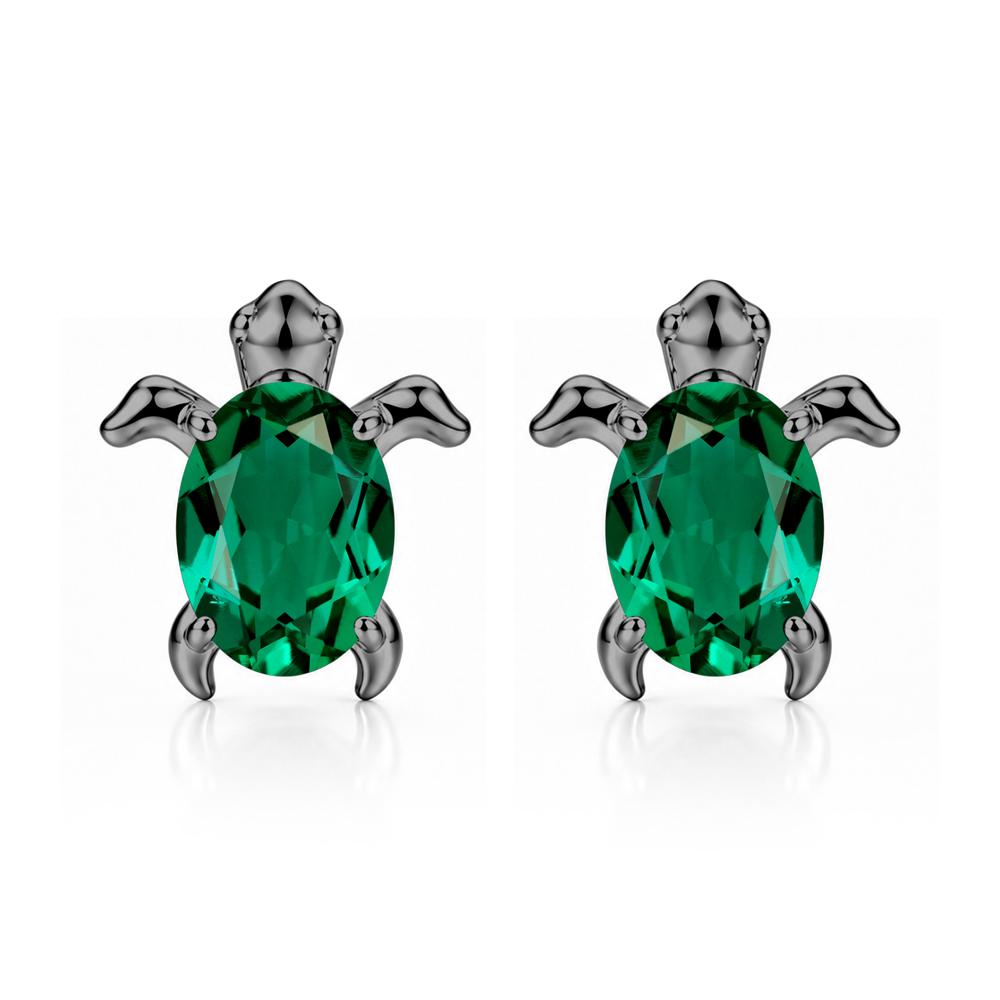 Oval Shaped Sapphire Turtle Stud Earrings - LUO Jewelry #gemstone_Emerald