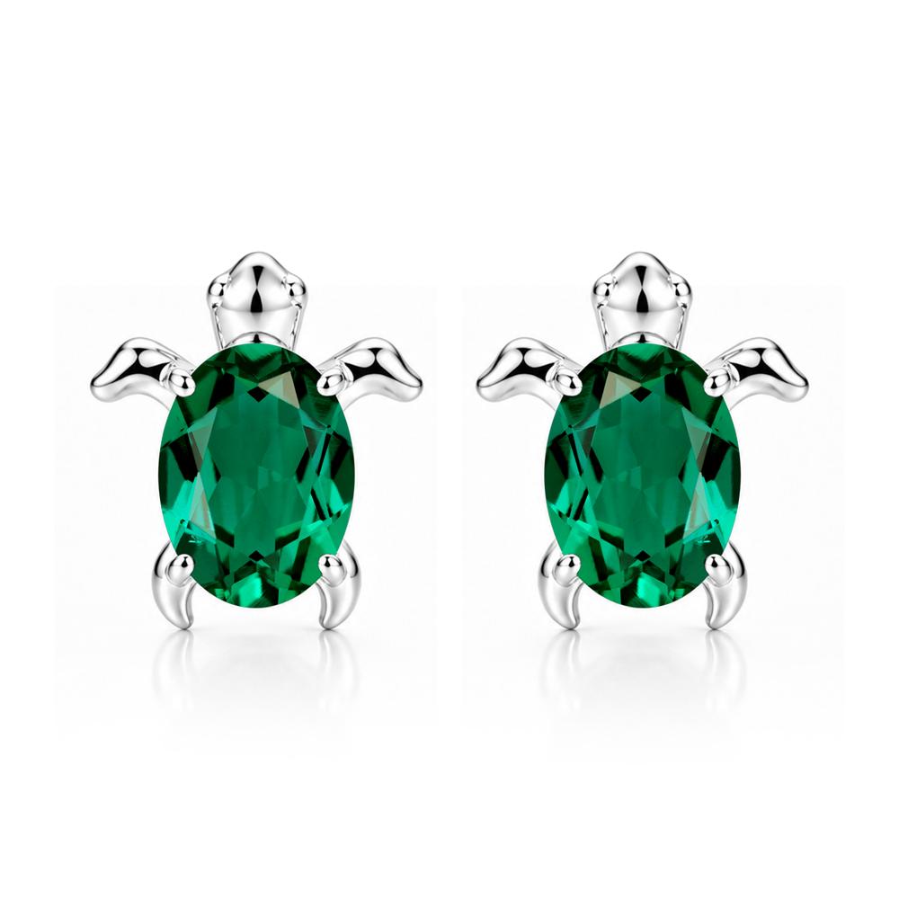 Oval Shaped Sapphire Turtle Stud Earrings - LUO Jewelry #gemstone_Emerald