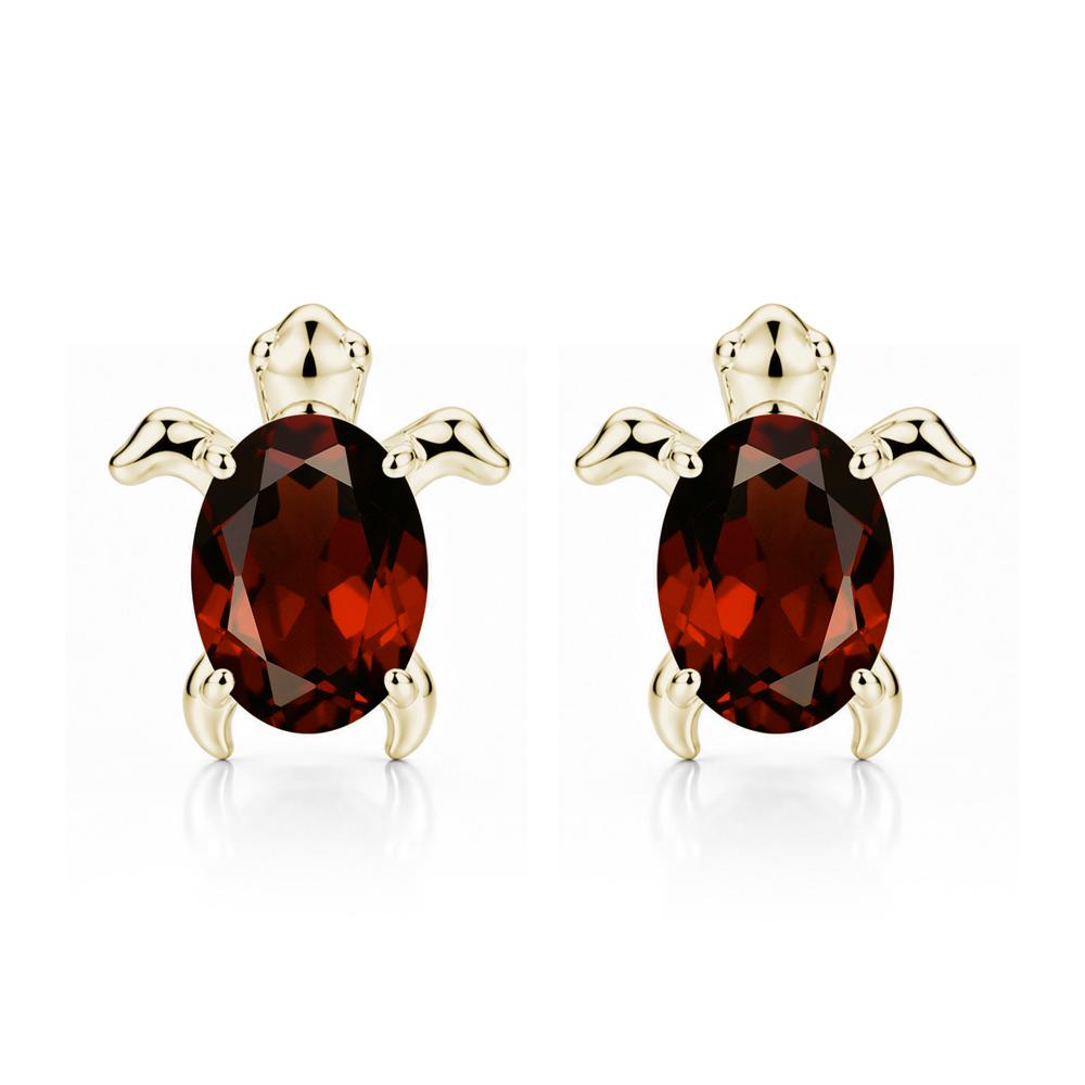 Oval Shaped Sapphire Turtle Stud Earrings - LUO Jewelry #gemstone_Garnet