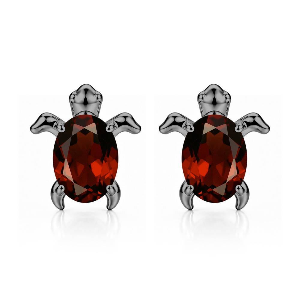 Oval Shaped Sapphire Turtle Stud Earrings - LUO Jewelry #gemstone_Garnet
