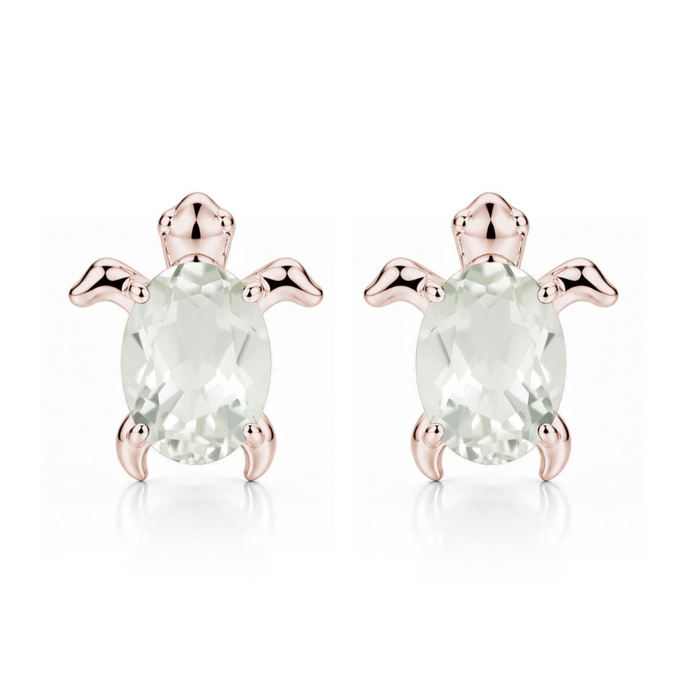Oval Shaped Sapphire Turtle Stud Earrings - LUO Jewelry #gemstone_Green Amethyst