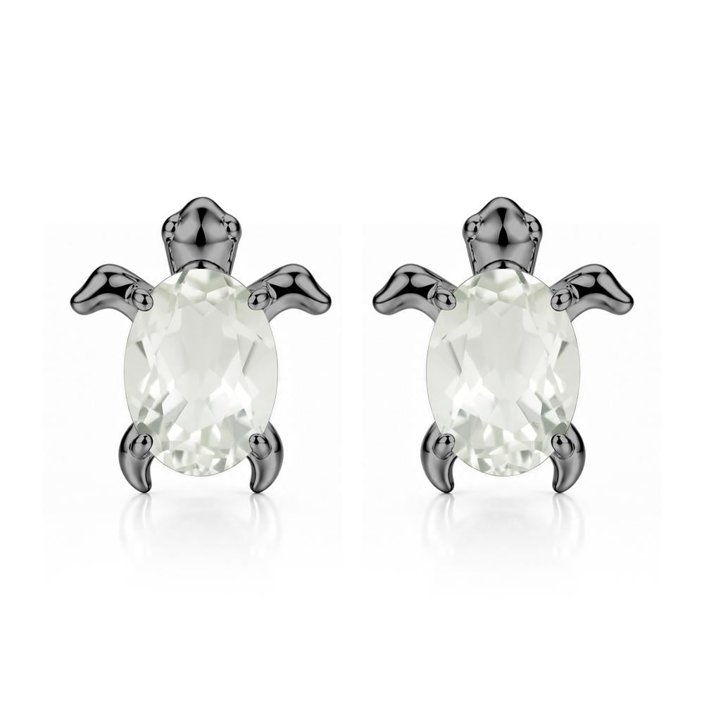 Oval Shaped Sapphire Turtle Stud Earrings - LUO Jewelry #gemstone_Green Amethyst