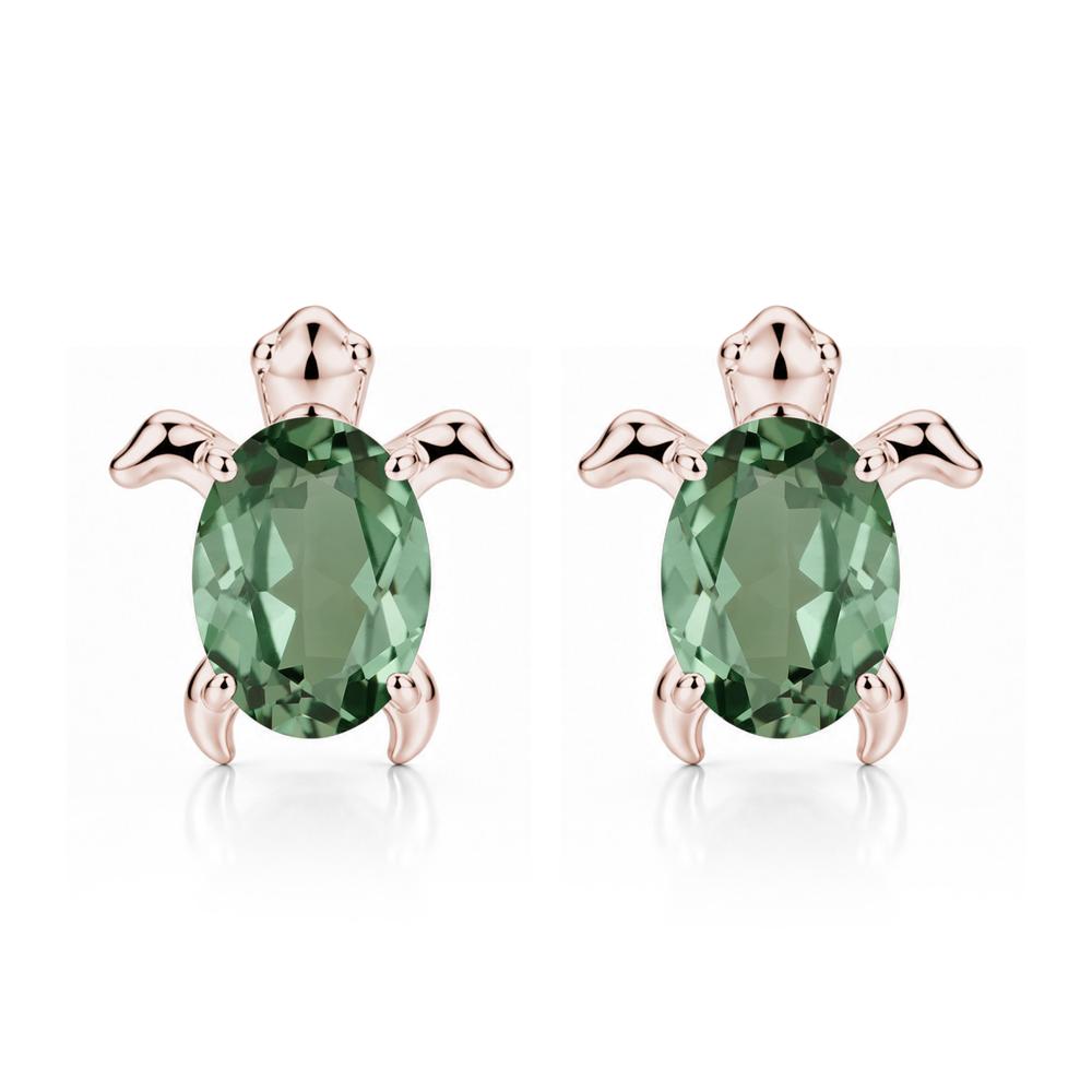 Oval Shaped Sapphire Turtle Stud Earrings - LUO Jewelry #gemstone_Green Sapphire