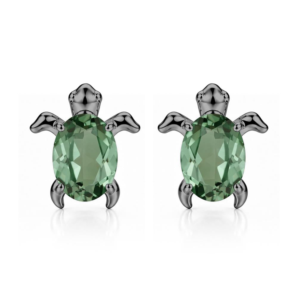 Oval Shaped Sapphire Turtle Stud Earrings - LUO Jewelry #gemstone_Green Sapphire