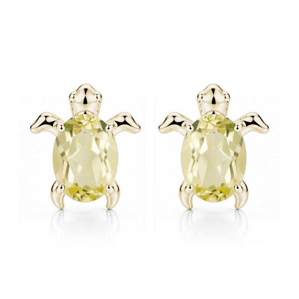 Oval Shaped Sapphire Turtle Stud Earrings - LUO Jewelry #gemstone_Lemon Quartz
