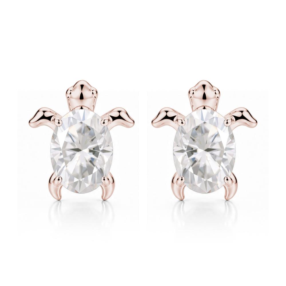 Oval Shaped Sapphire Turtle Stud Earrings - LUO Jewelry #gemstone_Moissanite