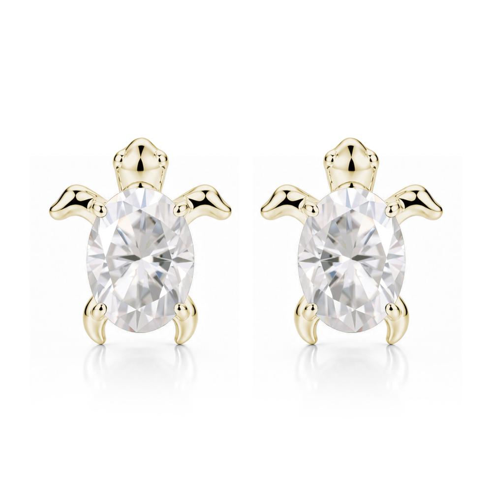 Oval Shaped Sapphire Turtle Stud Earrings - LUO Jewelry #gemstone_Moissanite