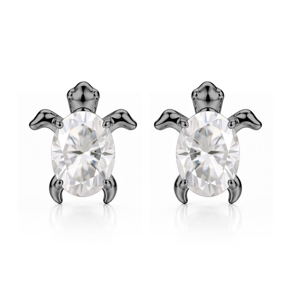 Oval Shaped Sapphire Turtle Stud Earrings - LUO Jewelry #gemstone_Moissanite