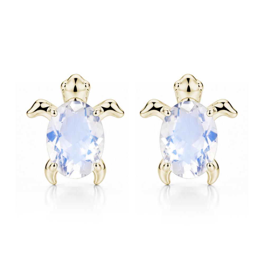 Oval Shaped Sapphire Turtle Stud Earrings - LUO Jewelry #gemstone_Moonstone
