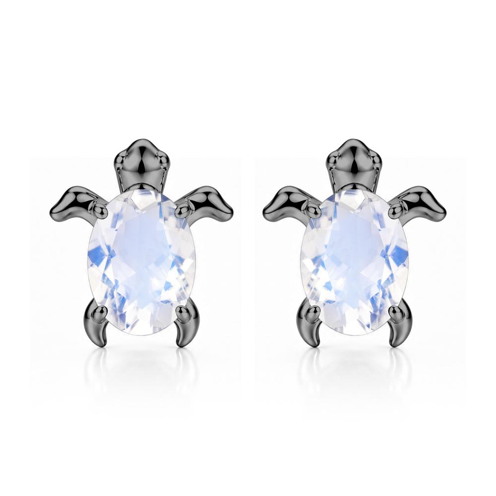 Oval Shaped Sapphire Turtle Stud Earrings - LUO Jewelry #gemstone_Moonstone
