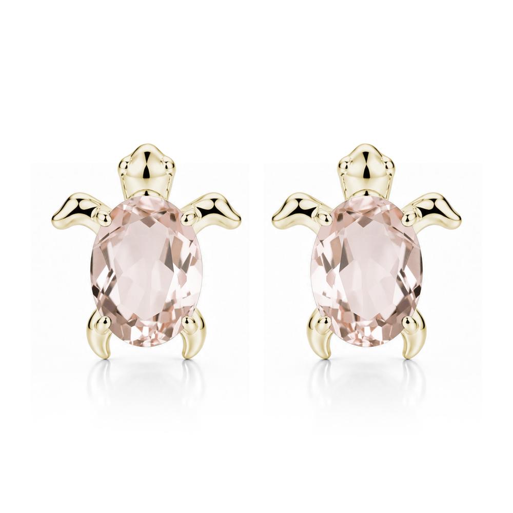 Oval Shaped Sapphire Turtle Stud Earrings - LUO Jewelry #gemstone_Morganite