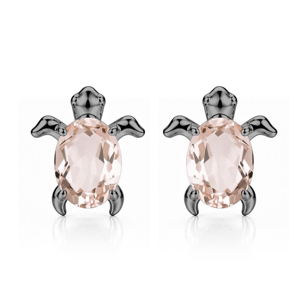 Oval Shaped Sapphire Turtle Stud Earrings - LUO Jewelry #gemstone_Morganite