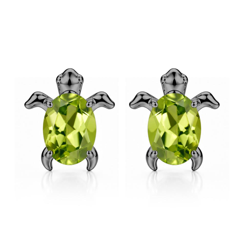 Oval Shaped Sapphire Turtle Stud Earrings - LUO Jewelry #gemstone_Peridot