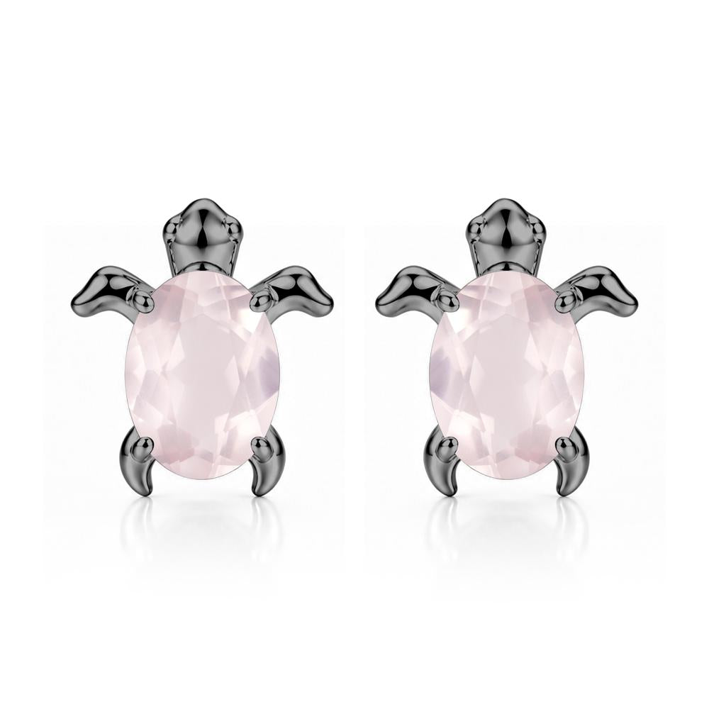 Oval Shaped Sapphire Turtle Stud Earrings - LUO Jewelry #gemstone_Rose Quartz