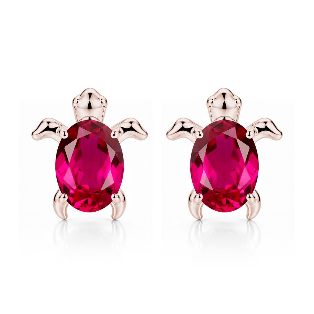 Oval Shaped Sapphire Turtle Stud Earrings - LUO Jewelry #gemstone_Ruby