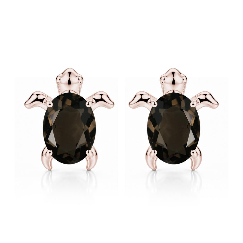 Oval Shaped Sapphire Turtle Stud Earrings - LUO Jewelry #gemstone_Smoky Quartz