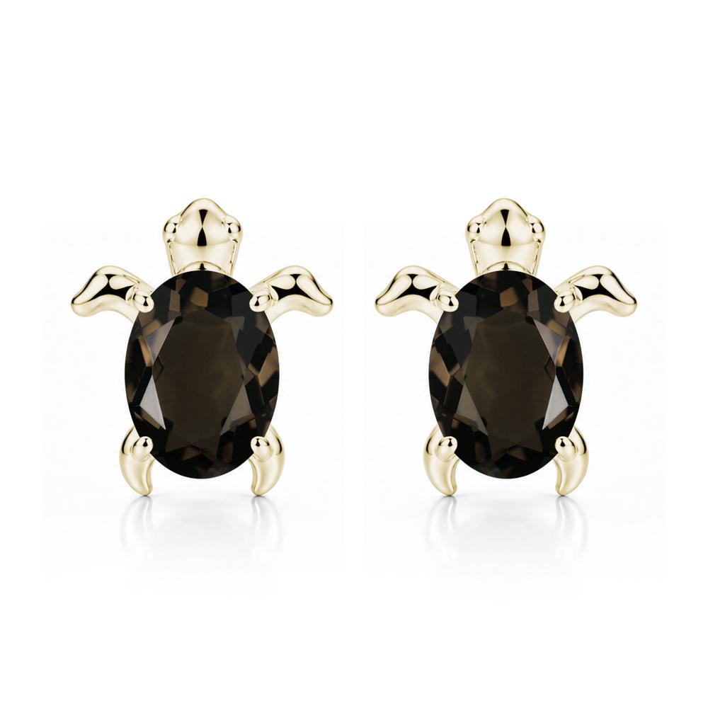 Oval Shaped Sapphire Turtle Stud Earrings - LUO Jewelry #gemstone_Smoky Quartz