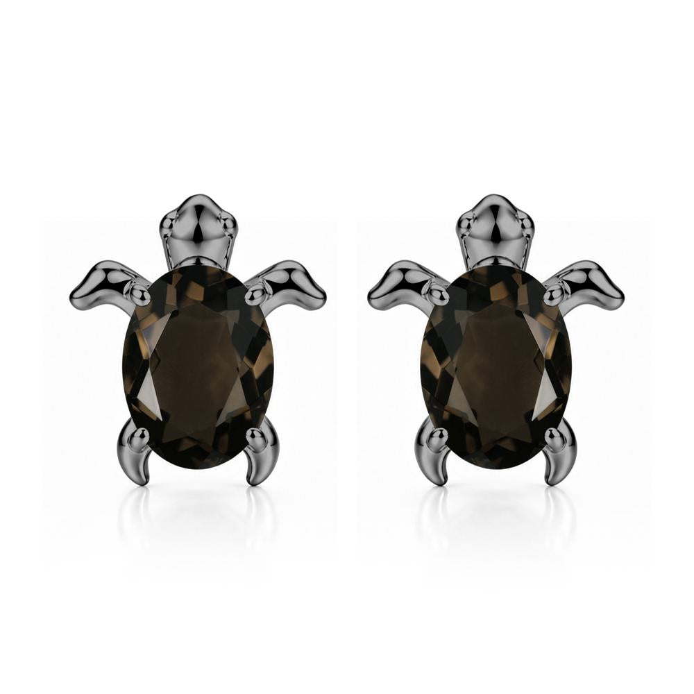 Oval Shaped Sapphire Turtle Stud Earrings - LUO Jewelry #gemstone_Smoky Quartz