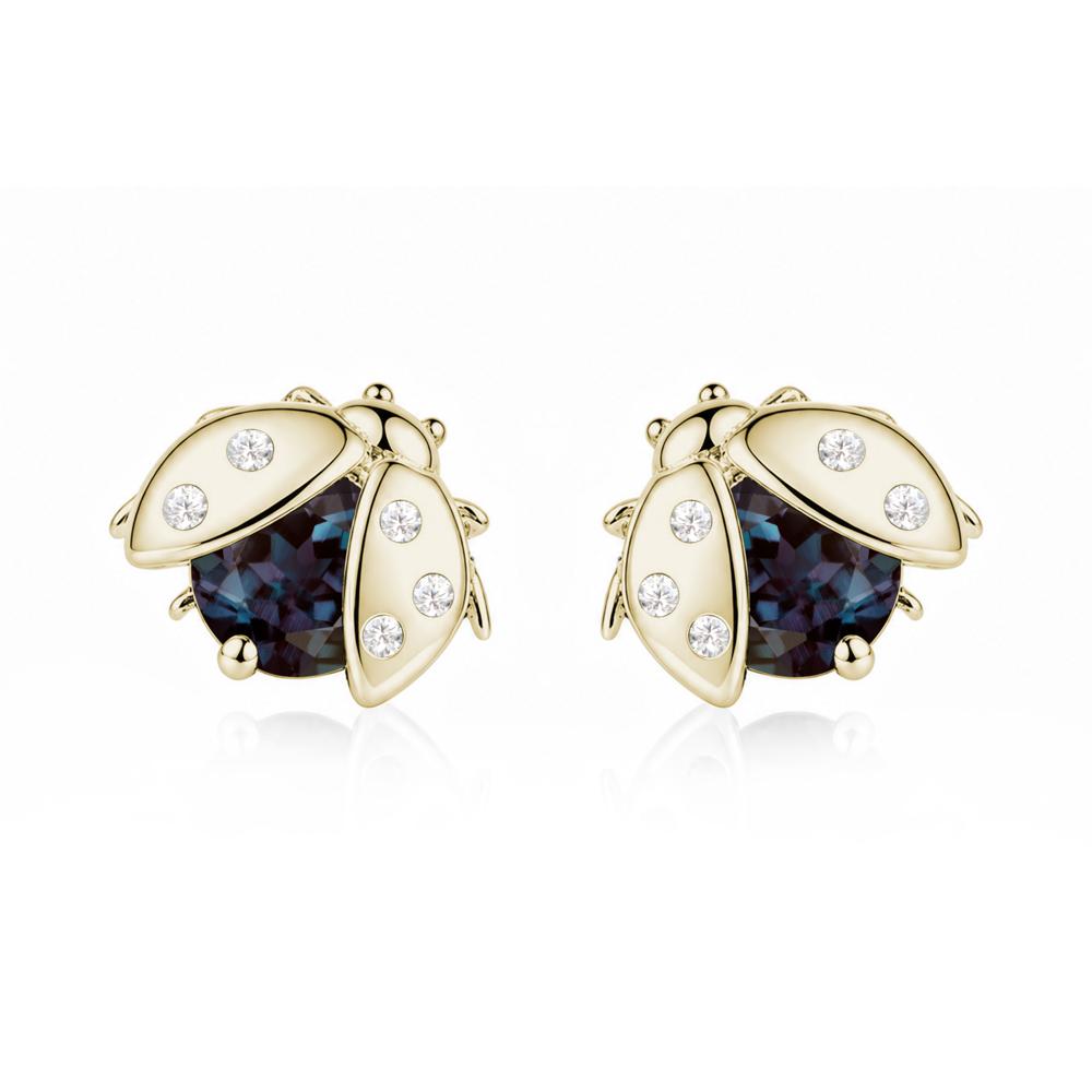 Round Shaped London Blue Topaz Ladybird Stud Earrings - LUO Jewelry #gemstone_Alexandrite