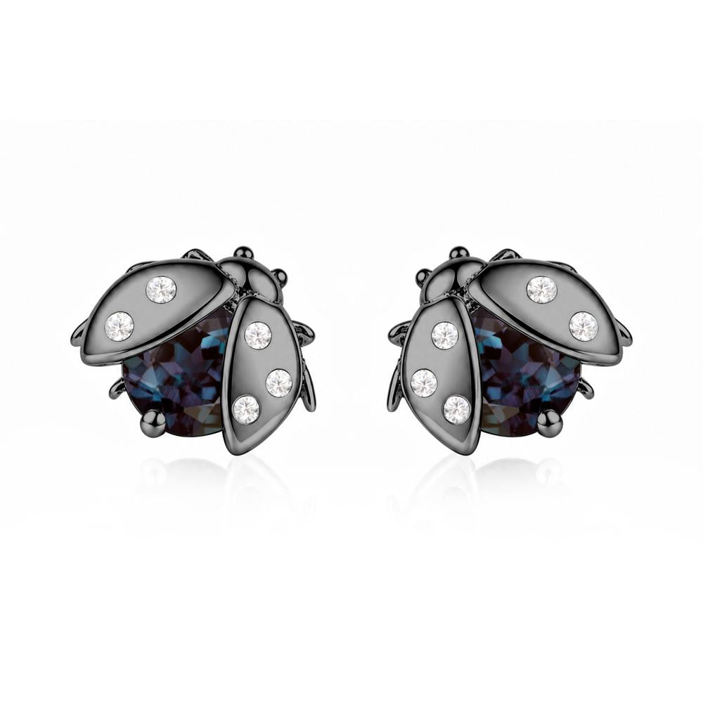 Round Shaped London Blue Topaz Ladybird Stud Earrings - LUO Jewelry #gemstone_Alexandrite