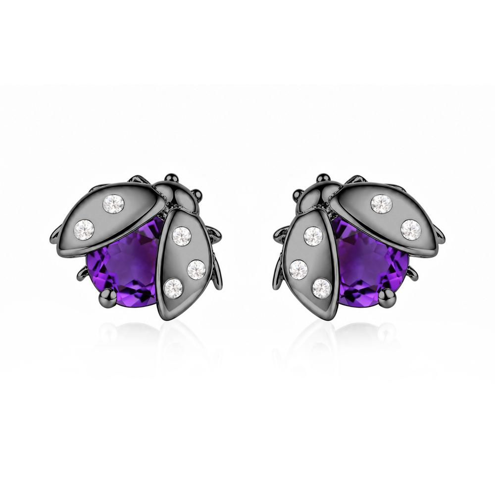 Round Shaped London Blue Topaz Ladybird Stud Earrings - LUO Jewelry #gemstone_Amethyst