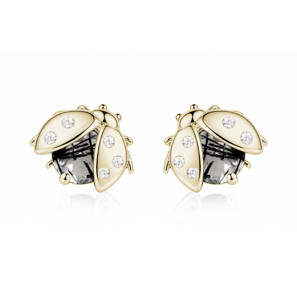 Round Shaped London Blue Topaz Ladybird Stud Earrings - LUO Jewelry #gemstone_Black Rutilated Quartz