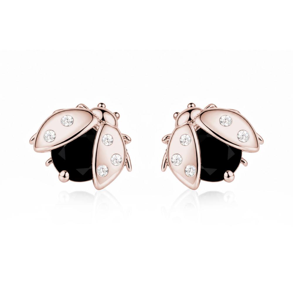 Round Shaped London Blue Topaz Ladybird Stud Earrings - LUO Jewelry #gemstone_Black Spinel