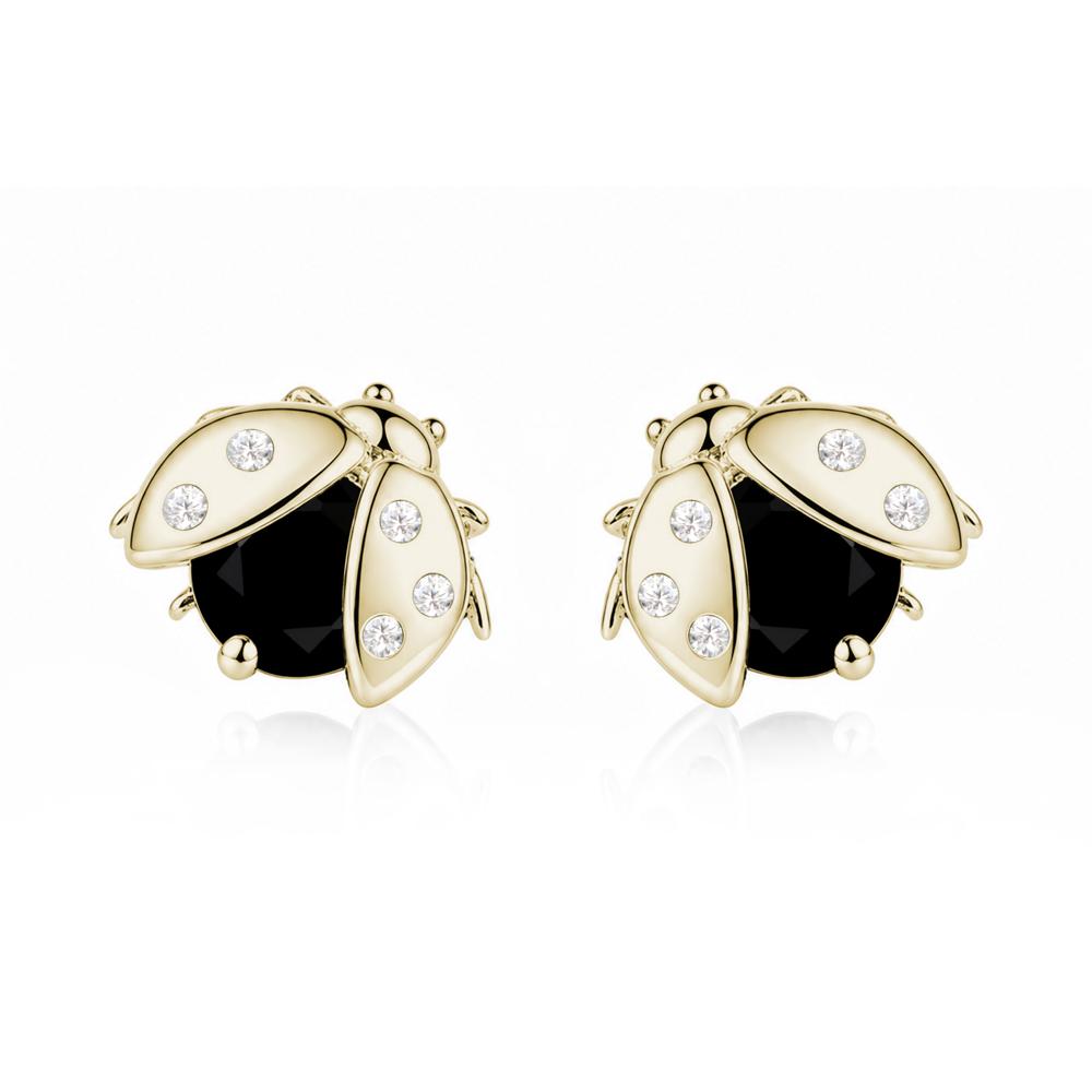 Round Shaped London Blue Topaz Ladybird Stud Earrings - LUO Jewelry #gemstone_Black Spinel