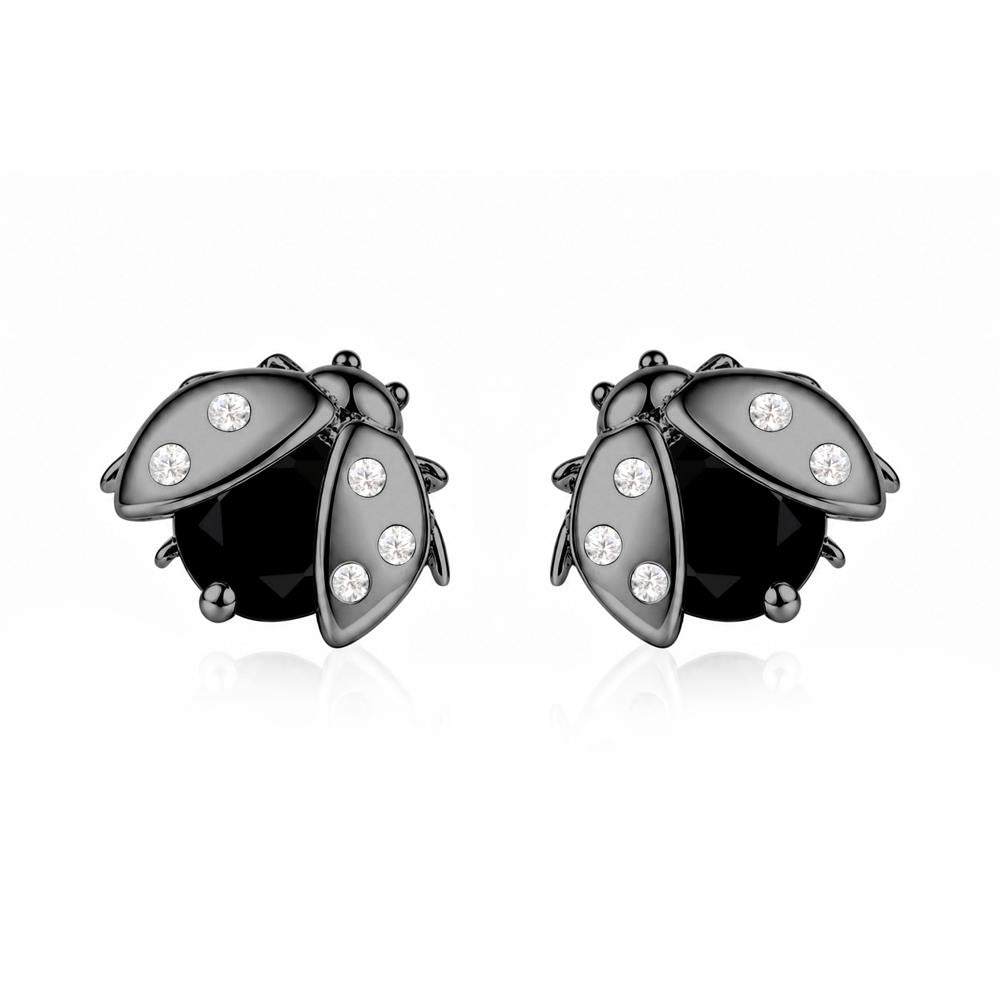 Round Shaped London Blue Topaz Ladybird Stud Earrings - LUO Jewelry #gemstone_Black Spinel