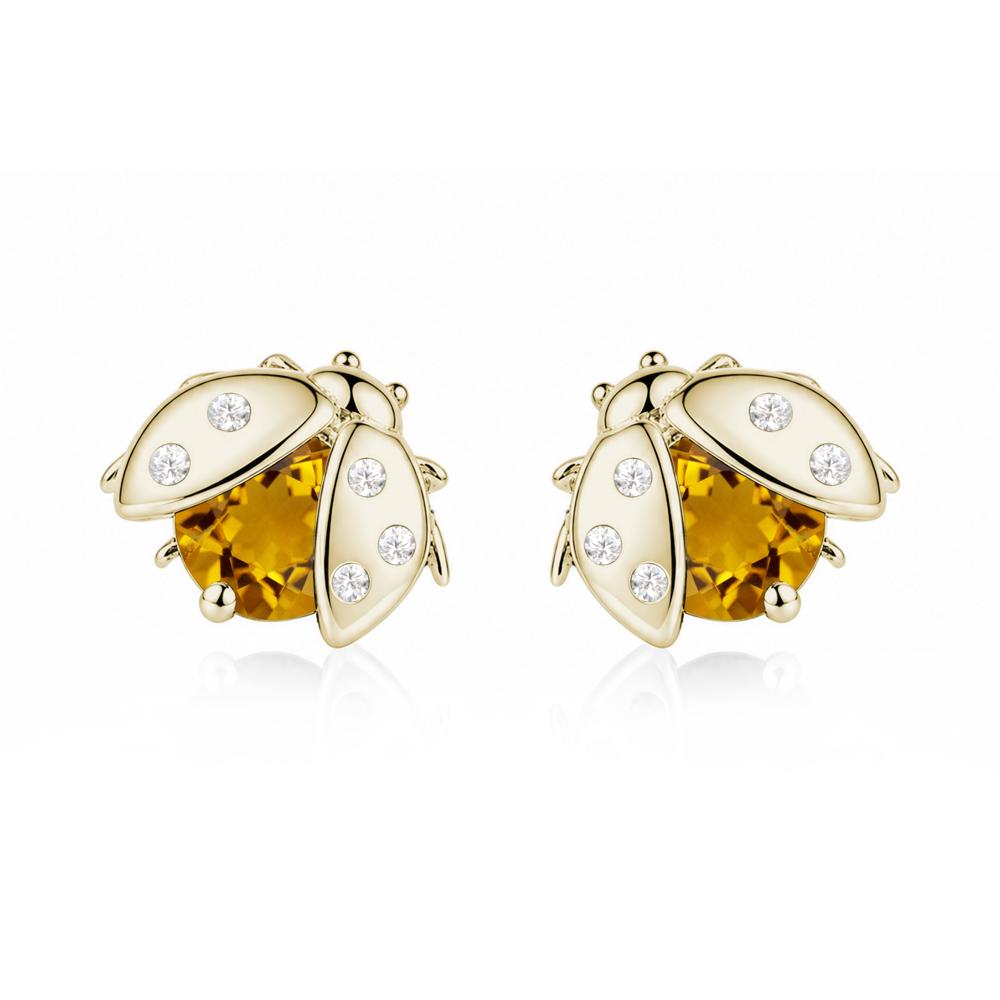 Round Shaped London Blue Topaz Ladybird Stud Earrings - LUO Jewelry #gemstone_Citrine