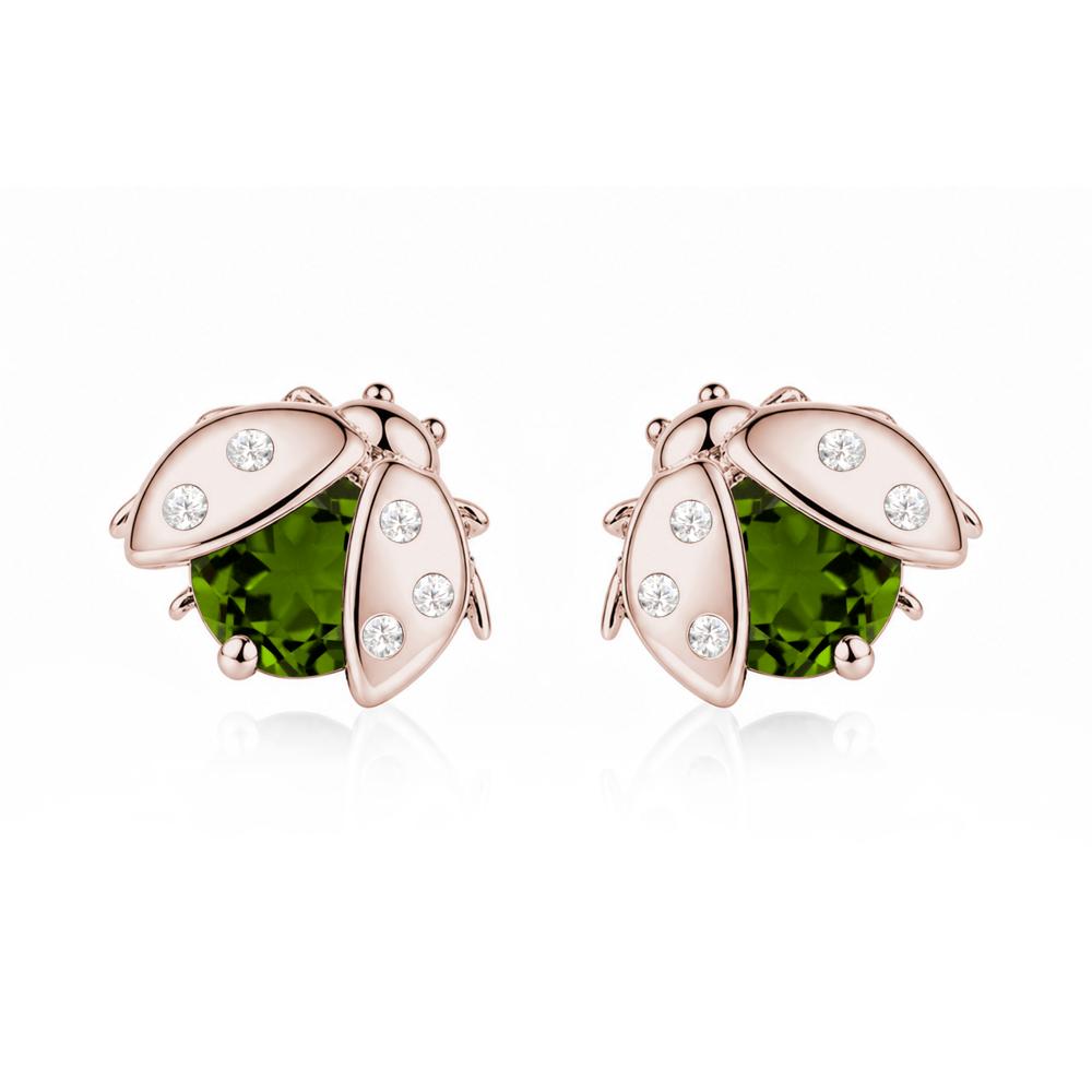 Round Shaped London Blue Topaz Ladybird Stud Earrings - LUO Jewelry #gemstone_Diopside