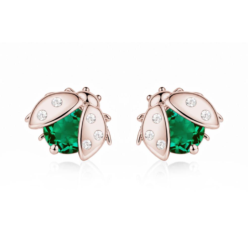 Round Shaped London Blue Topaz Ladybird Stud Earrings - LUO Jewelry #gemstone_Emerald