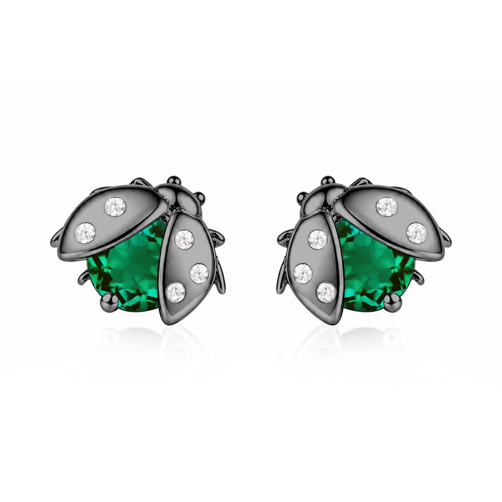 Round Shaped London Blue Topaz Ladybird Stud Earrings - LUO Jewelry #gemstone_Emerald