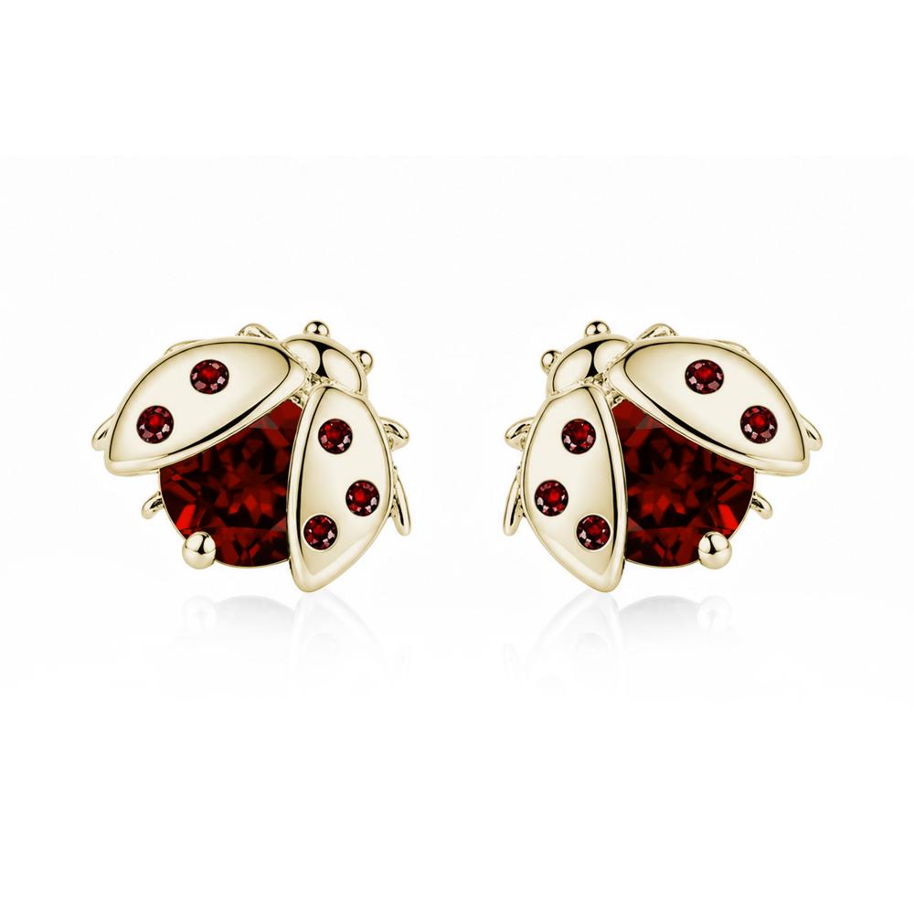 Round Shaped London Blue Topaz Ladybird Stud Earrings - LUO Jewelry #gemstone_Garnet