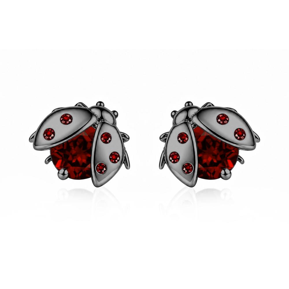 Round Shaped London Blue Topaz Ladybird Stud Earrings - LUO Jewelry #gemstone_Garnet